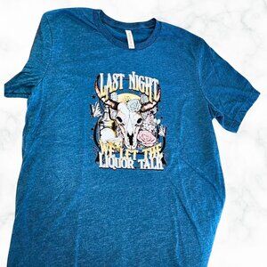 🦬 “Liquor Talk” Western Skull Tee – Size Large (Final Piece!)